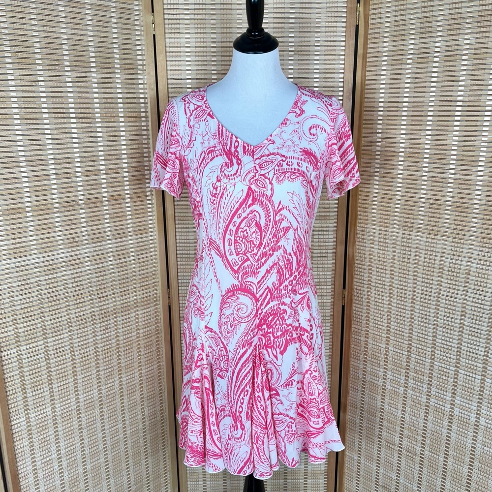 Armani Exchange Pink Paisley Flounce Dress